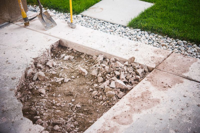 concrete driveway prepared for repair and resurfacing